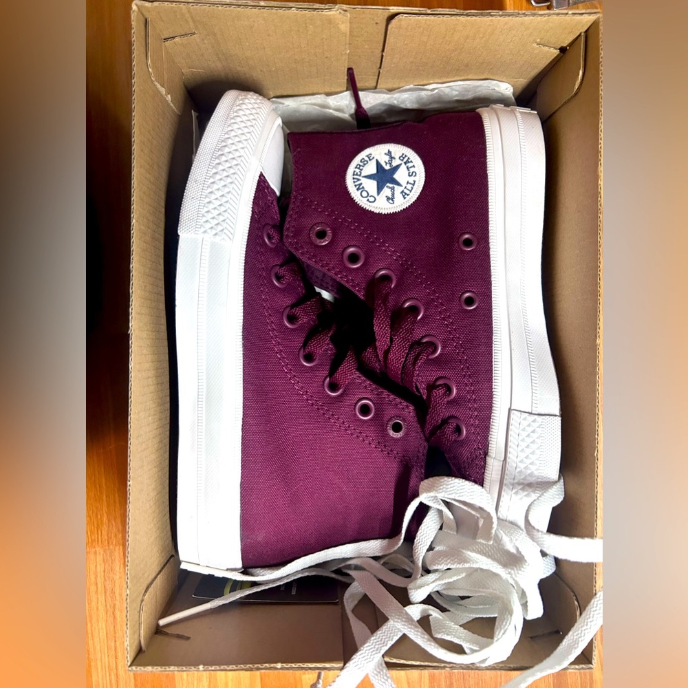Chuck Norris maroon high top converse